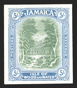 S.G. 88TC, 1921 5- Trial color proof in green and ultramarine on thick paper, very fine (Scott 86TC).