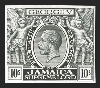 S.G. 89TC, 1920 10- Trial color die proof in black on glazed proof paper, cut down to stamp size, fresh and fine ex Surtees (Scott 87TC).
