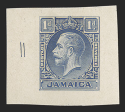 S.G. 108TC, 1929 1d Die I, Trial color die proof in ultramarine on proof paper with two guide lines at left, 32x28mm, fresh and very fine (Scott 103TC).