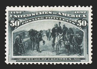 240, 50c Columbian, deep rich color, o.g., lightly hinged, very fine 1984 PF certificate.