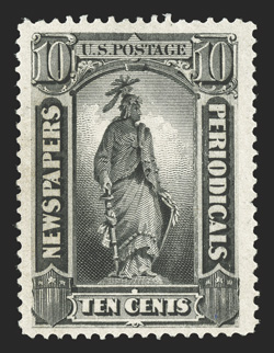 PR94, 10c Intense black, well centered within exceedingly wide margins, deep color and a strong detailed impression, o.g., lightly hinged, choice very fine 2010 PF
certificate.