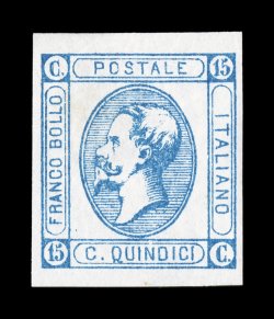 Sassone 12, 1863 15c Blue, Ty. I, choice mint single of this scarce first type, large to extra-large balanced margins, fresh bright color on white paper, full o.g. with the more
desirable white slightly crackly gum, very fine and exceedingly cho