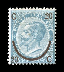 Sassone 23, 1865 20c on 15c Light blue, Ty. I, fresh mint single in the lovely light shade typical of this type, nicely positioned surcharge, crisp even perforations all around,
o.g., lightly hinged, typical fine centering and an attractive mint