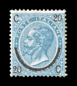 Sassone 24, 1865 20c on 15c Blue, Ty. II, another example of this very elusive mint stamp, attractive blue color, o.g., lightly hinged, a nice example of this rare type
possessing normal fine centering signed A. D(iena) and accompanied by his 1