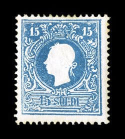 Sassone 32, 1859 15s Blue, Ty. II, attractive mint single possessing strong rich color and impression on bright paper, quite well centered, full o.g., h.r., very fine and scarce
signed E(nzo) D(iena) and accompanied by his 1982 certificate (Sco