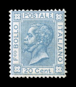 Sassone L26, 1867 20c Blue, London printing, attractive mint single that is quite well centered for this, rich color in the dull blue color of this printing , fresh white paper,
o.g., lightly hinged, very fine the London printing is very scarce