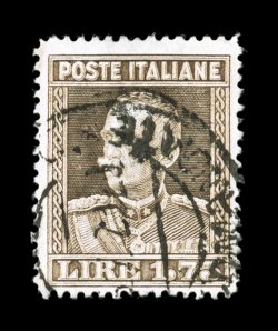 Sassone 242, 1929 1.75 Brown, perforated 13 34, the exceptionally rare later 1929 printing of this value in this perforation, a well centered used single with black c.d.s.
postmark, strong color and impression, very fine in mint condition this