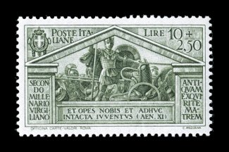 Sassone 282-90, PA21-24, 1930 Bimillenary of the Birth of Virgil cplt., including air posts, an exceptionally fresh and unusually well centered set, o.g., n.h., very fine and
choice (Scott 248-56, C23-26 $750.00).