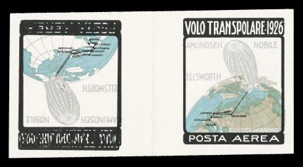 1926 Nobile Trans-Polar flight vignette collection consisting of twelve items from singles to a full sheet of 20, all are mint or unused, the sheet is perforated and shows the
inverted frame in position 16, other perforated issues include two sin