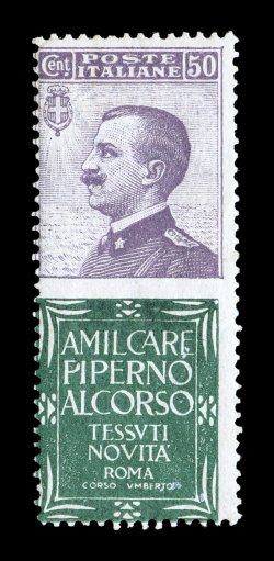 Sassone FP1-21, 1924-25 15c-1L Victor Emmanuel with advertising labels below, the remarkable mint collection of 21 different complete including the 20c value and 60c special
delivery, both of which were prepared but not issued, the format of the