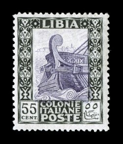 Sassone 52b, 1924 55c black and violet, unwatermarked, perforated 14x13 12, the scarce Turin printing of this value, exceptionally well centered, especially fresh with deep
colors on bright white paper, o.g., very fine a much scarcer variety o