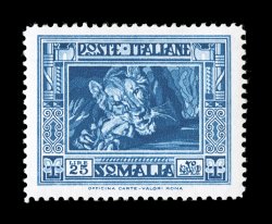 Sassone 230, 1938 25L Blue, perforated 14, exceptionally well centered with wide balanced margins, bright deep color on white paper, o.g., extremely fine (Scott 155a
$675.00).