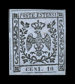 Sassone SG4b, 1857 10c Lilac gray, Cen1 for Cent, lovely mint example of this interesting typographic error, large to extra-large margins with complete dividing lines at top and
left, paper is fresh with attractive color, strong detailed imp