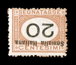Sassone S42a-47a, 1926 10c-60c Orange and black postage dues, numeral and inscription inverted cplt., the six different values that are found thus, well matched with fresh
colors, o.g., typical fine centering with Sassone noting that the key 20c