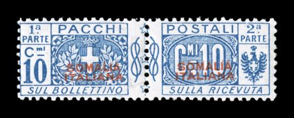 Sassone PP43-49, 1926-31 5c-2L Parcel Posts with red SomaliaItaliana overprint, Ty. I cplt., fresh mint unissued set using the overprint type of the first issue but never placed
in use, bright colors on white paper, o.g., n.h., fine-very fine