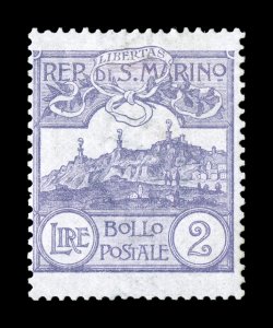 Sassone 44, 1903 2L Violet, the key value of this early 20th century set, quite well centered for this notoriously poorly centered issue, attractive pastel violet color on fresh
bright paper, full even perforations, o.g., very fine a choice exa