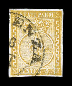 Sassone 6, 1853 5c Orange yellow, attractive used single in a dull yellow shade, large to extra-large margins and possessing a neat portion of a black town cancel, very fine
signed Roumet (Scott 6 $875.00).