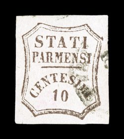 Sassone 14, 1859 10c Brown, handsome used single with a portion of an unobtrusive town cancel, large balanced margins, choice very fine (Scott 13 $650.00).