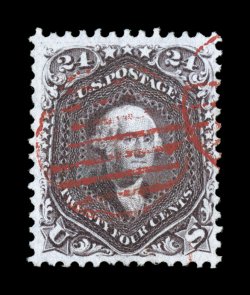 70, 24c Red lilac, an absolutely gorgeous used single that possesses numerous impressive characteristics that rarely converge on one stamp, with stunning prooflike color and
impression on immaculate white paper, exceptionally well centered withi