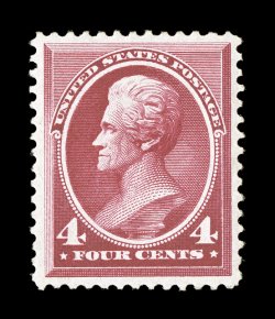 215, 4c Carmine, excellent centering within large margins, o.g., lightly hinged, extremely fine 1988 PF certificate ex-Cole.
