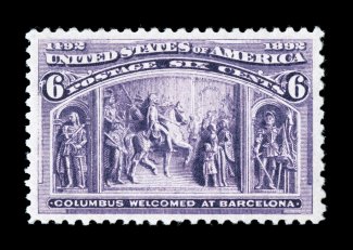 235, 6c Columbian, exceptionally well centered and margined, bright rich color, o.g., n.h., extremely fine 2002 PF certificate.