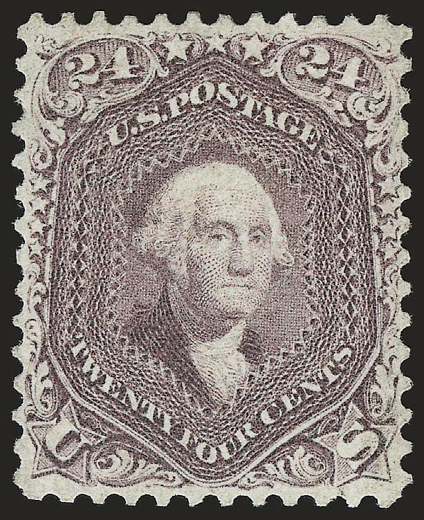 24c Red Lilac (70).> Original gum, lightly hinged, rich color and sharp proof-like impression, gorgeous centering with well-proportioned margins<><>^EXTREMELY FINE. A BEAUTIFUL STAMP IN TERMS OF COLOR,
IMPRESSION, CENTERING, AND FRESHNESS OF PAPER