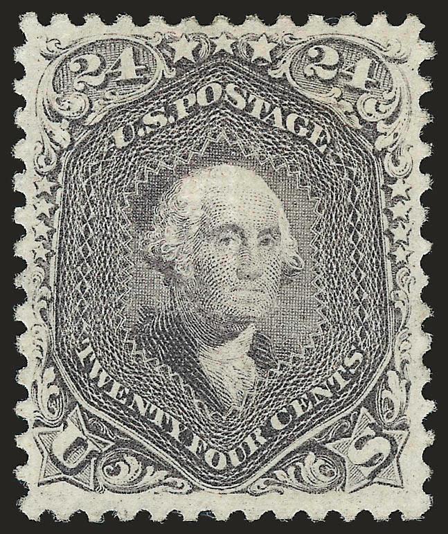 24c Gray Lilac, F. Grill (99).> Original gum, lightly hinged, deep rich color and proof-like impression on brilliant white paper, sharp and clearly-defined grill, choice centering<><>^EXTREMELY FINE BY ANY
STANDARDS AND A SUPERB GEM FOR THIS RARE O