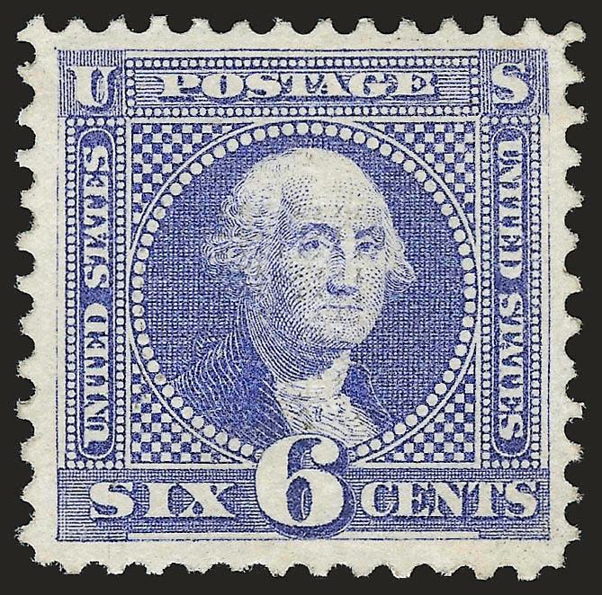 6c Ultramarine (115).> Original gum, lightly hinged, clearly-defined grill, brilliant color on paper as fresh as the day it was made, choice centering with wide margins<><>^EXTREMELY FINE. A BEAUTIFUL
ORIGINAL-GUM EXAMPLE OF THE 6-CENT 1869 PICTORI