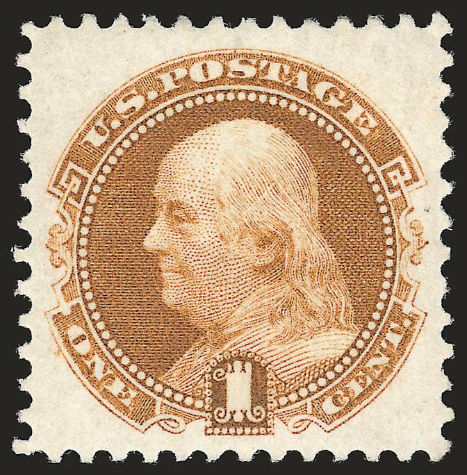 1c Buff, Re-Issue (123).> Original gum, lightly hinged, rich color, almost perfectly centered with well-balanced margins<><>^EXTREMELY FINE. A SUPERB ORIGINAL-GUM EXAMPLE OF THE ONE-CENT 1869 PICTORIAL
RE-ISSUE.^<><>With 1985 P.F. certificate