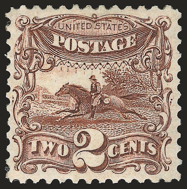 2c Brown, Re-Issue (124).> Original gum, deep rich color and proof-like impression, well-proportioned margins, Very Fine and choice, an attractive stamp, with 2000 P.F. certificate