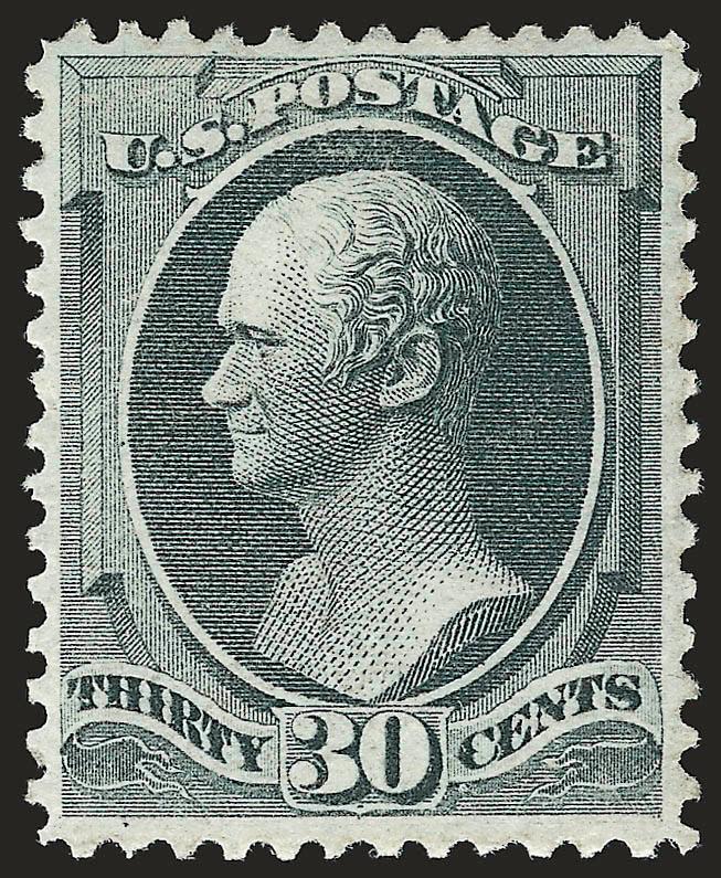 30c Gray Black (165).> Original gum, lightly hinged, charcoal gray shade, fine impression on fresh paper<><>^EXTREMELY FINE GEM. AN OUTSTANDING ORIGINAL-GUM EXAMPLE OF THE 30-CENT 1873 CONTINENTAL PRINTING. A
SUPERB STAMP IN EVERY RESPECT.^<><>Wh