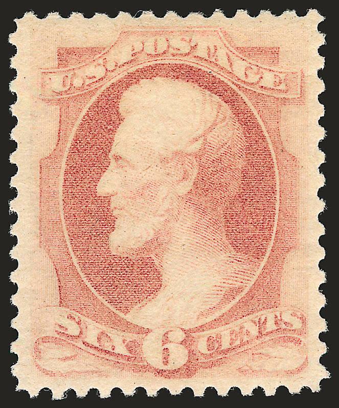 6c Pink (186). Mint N.H.,> radiant color on crisp paper, choice centering for this difficult issue with well-balanced margins<><>^EXTREMELY FINE. AN EXCEEDINGLY RARE MINT NEVER-HINGED EXAMPLE OF THE 1879 6-CENT
AMERICAN BANK NOTE COMPANY ISSUE. THI