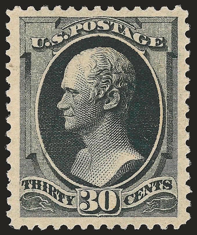 30c Full Black (190).> Original gum, which was considered Mint N.H. by the P.F. experts in 1991 but judged previously hinged by P.S.E. in 2007, intense shade and impression, unusually choice centering with wide
margins all around<><>^EXTREMELY FINE