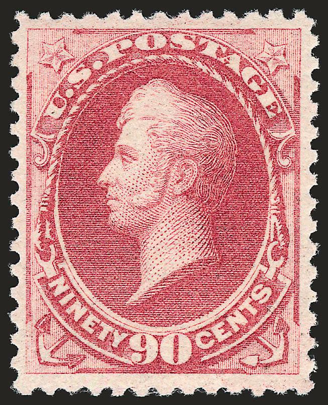 90c Carmine (191).> Original gum, which the P.F. describes as previously hinged but is probably Mint N.H. with tiny natural irregularities (several Mint N.H. copies of the 90c 1879 were harvested from blocks),
brilliant color on post office-fresh p