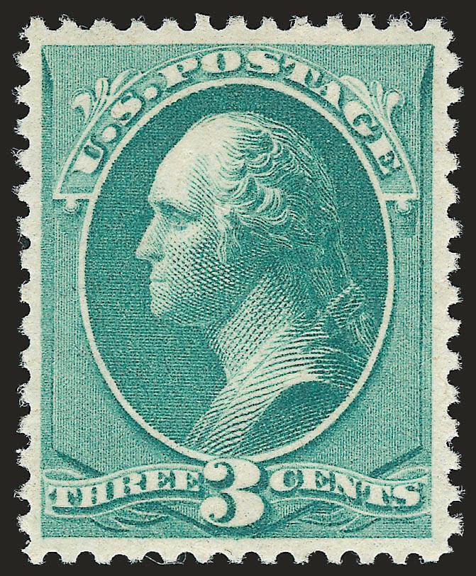 3c Blue Green (207).> Mint N.H., bright shade on post office-fresh paper, Very Fine and choice, with 1996 P.F. certificate