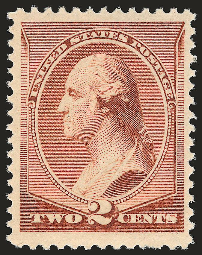 2c Red Brown (210).> Mint N.H., radiant color, huge margins, fresh and Extremely Fine, with 1996 P.S.E. certificate for block of nine