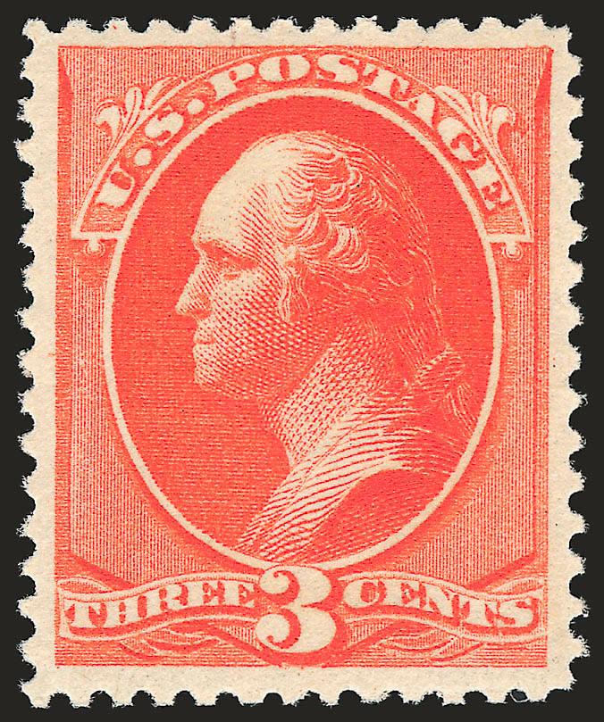 3c Vermilion (214).> Mint N.H., vibrant color, bright paper, Very Fine and choice, a stamp of uncommon beauty