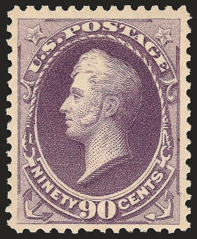 90c Purple (218).> Mint N.H., bright color, detailed impression, wide margins<><>^VERY FINE AND CHOICE. A BEAUTIFUL MINT NEVER-HINGED EXAMPLE OF THE 90-CENT 1888 AMERICAN BANK NOTE COMPANY ISSUE.^<><>With 1990
P.F. certificate