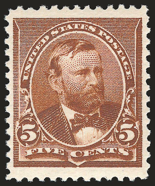 5c Chocolate (223).> Mint N.H., rich color on bright paper which stands out nicely due to Jumbo margins at top and bottom, Extremely Fine, an attractive stamp
