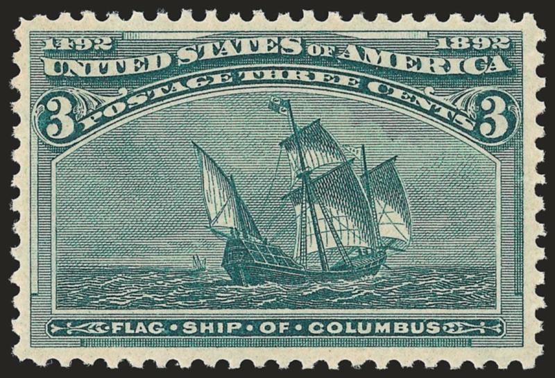 3c Columbian (232).> Mint N.H., bright shade and detailed impression on crisp paper, well-balanced margins, Very Fine and choice