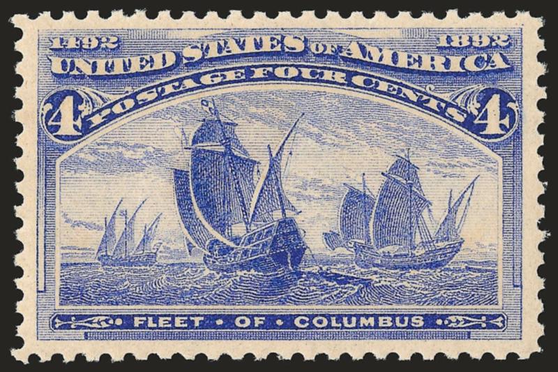 4c Columbian (233).> Mint N.H., intense shade in a deep hue, wide margins, fresh and Extremely Fine, a beautiful stamp, with 1987 P.F. certificate