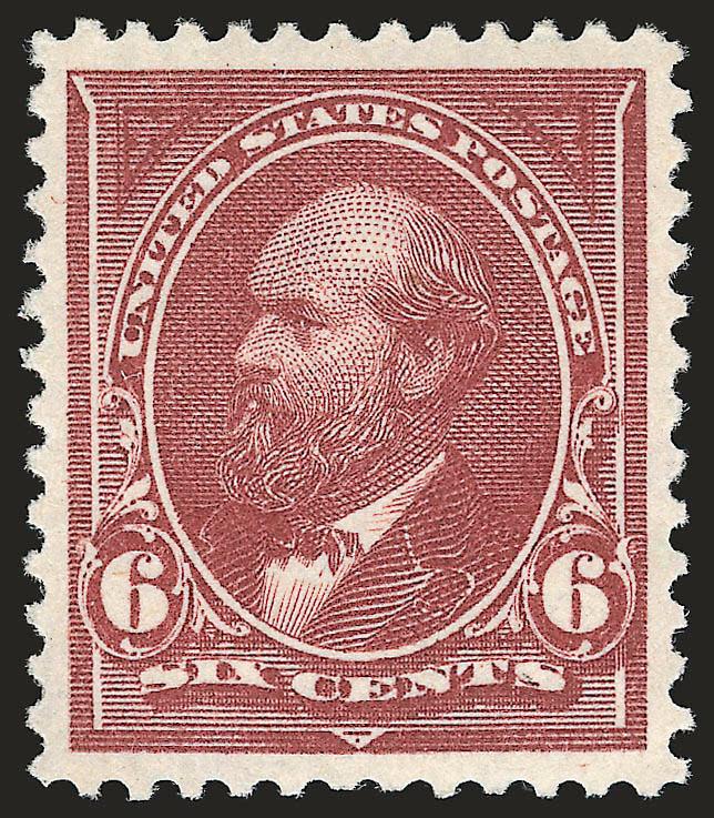 6c Dull Brown (256).> Mint N.H., brilliant color on bright paper, perfectly centered with wide and balanced margins<><>^EXTREMELY FINE GEM. THIS IS CLEARLY ONE OF THE FINEST EXISTING MINT NEVER-HINGED EXAMPLES
OF THE 1894 6-CENT UNWATERMARKED BUREA