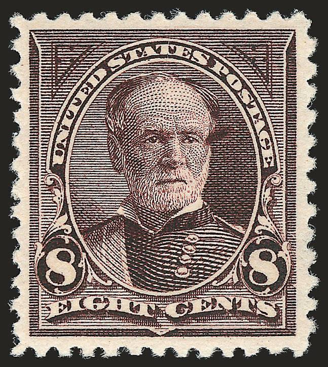 8c Violet Brown (257).> Mint N.H., rich color and proof-like impression on bright paper, wide margins, fresh and Extremely Fine, with 1996 P.F. certificate