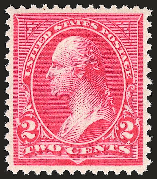 2c Carmine, Ty. II (266).> Mint N.H., radiant color on post office-fresh paper, long and full perforations all around, Extremely Fine Gem, with 2002 P.F. and 2007 P.S.E. certificates (XF 90 SMQ $420.00)