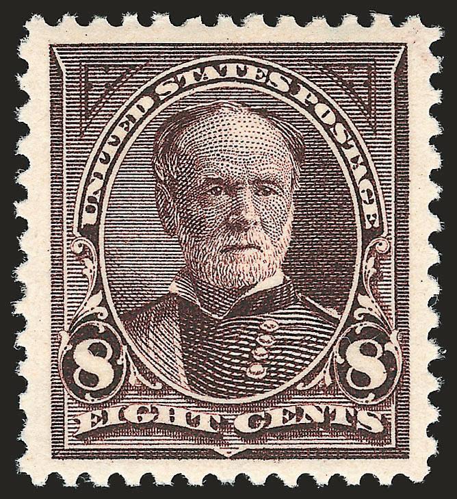 8c Violet Brown (272).> Mint N.H., deep rich color and proof-like impression on bright paper, beautiful centering with Jumbo margins, long and full perforations all around<><>^EXTREMELY FINE GEM. A SUPERB MINT
NEVER-HINGED EXAMPLE OF THE 1895 8-CEN