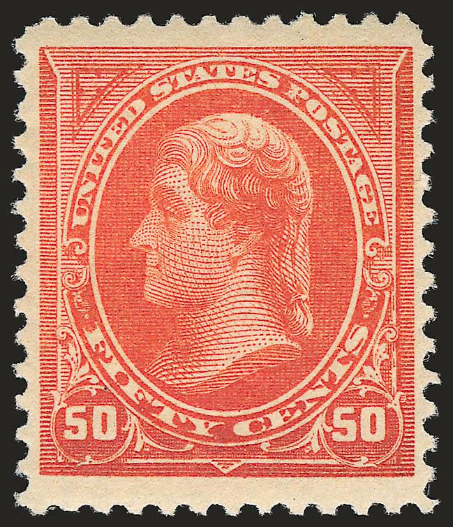 50c Orange (275).> Mint N.H., vivid color, enormous margins at top and bottom, Very Fine and choice, with 1991 P.S.E. certificate