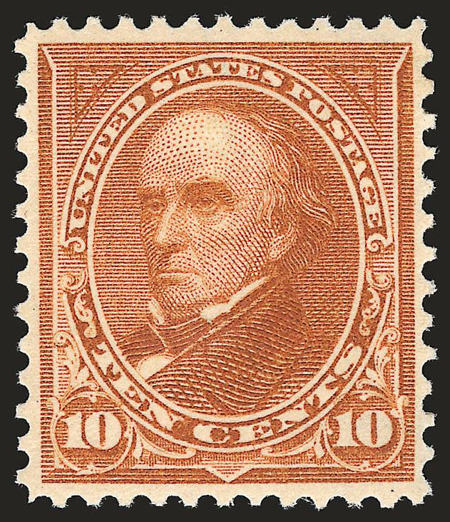 10c Orange Brown, Ty. II (283).> Mint N.H., brilliant color on post-office fresh paper, well-balanced margins, fresh and Extremely Fine, with 1989 P.F. certificate