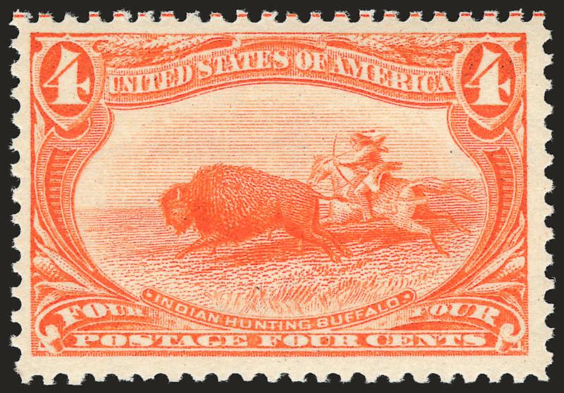 4c Trans-Mississippi (287).> Mint N.H., blazing color, unusually wide margins, Very Fine and choice, with 1983 P.F. certificate