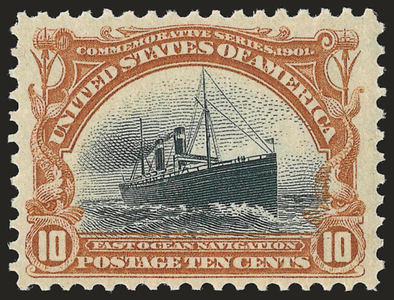 10c Pan-American (299).> Barely hinged along a few perfs at top right, rich colors, Very Fine and choice