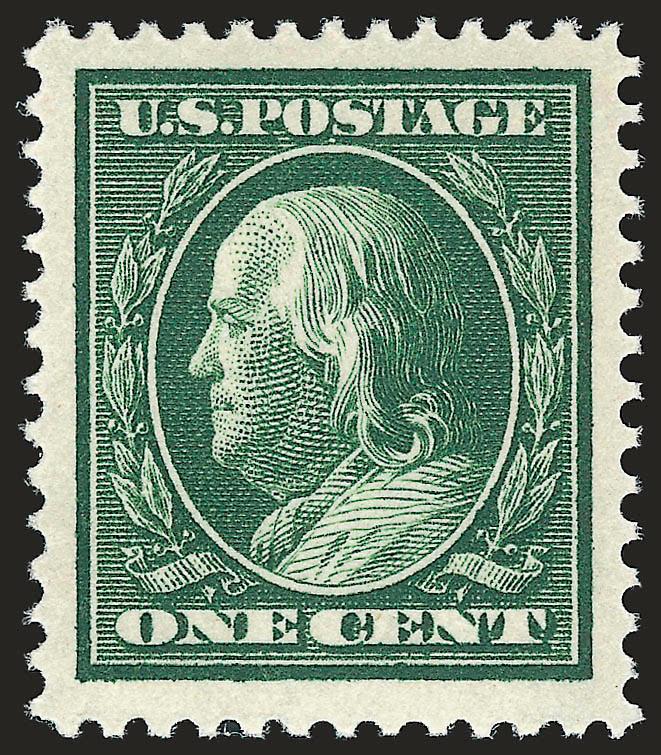 1c Green (331).> Mint N.H., rich color on bright paper, perfectly centered with enormous margins, Extremely Fine Gem, a phenomenal stamp in every respect, with 2007 P.S.E. certificate (XF-Superb 95 Jumbo SMQ
$290.00 as 95, $1,050.00 as 98), only thr